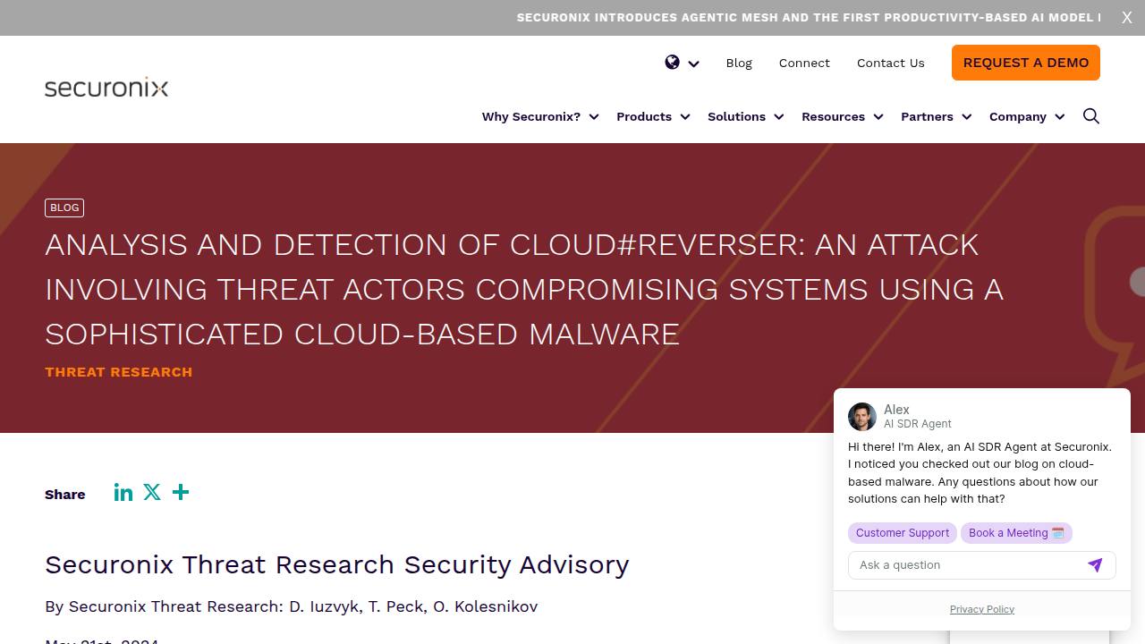 Thumbnail for Analysis and Detection of CLOUD#REVERSER: An Attack Involving Threat Actors Compromising Systems Using A Sophisticated Cloud-Based Malware