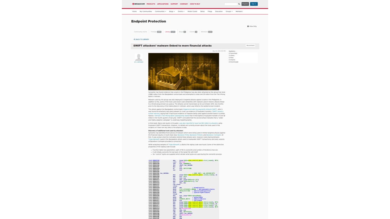 Thumbnail for SWIFT attackers’ malware linked to more financial attacks
