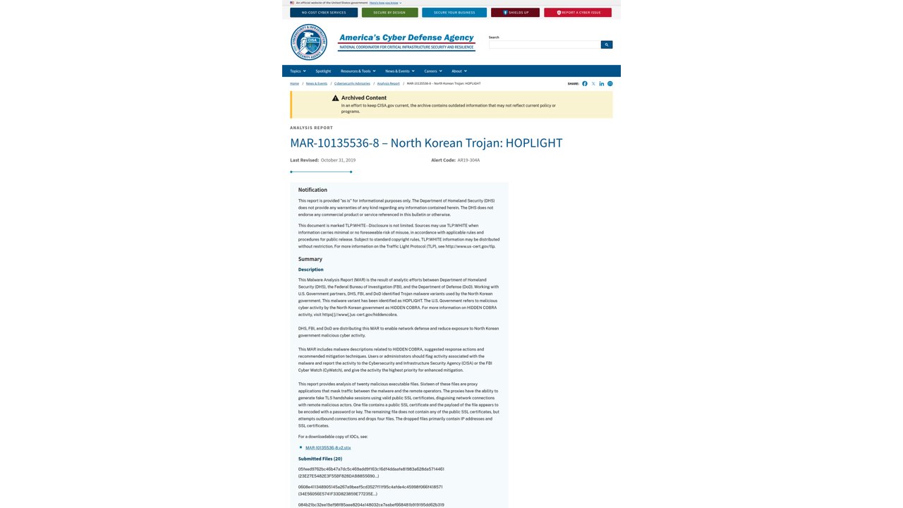 Thumbnail for MAR-10135536-8 – North Korean Trojan: HOPLIGHT