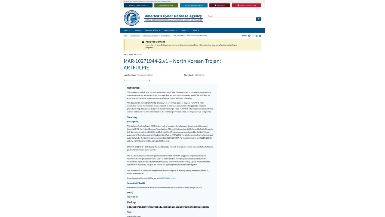 Thumbnail for MAR-10271944-2.v1 – North Korean Trojan: ARTFULPIE