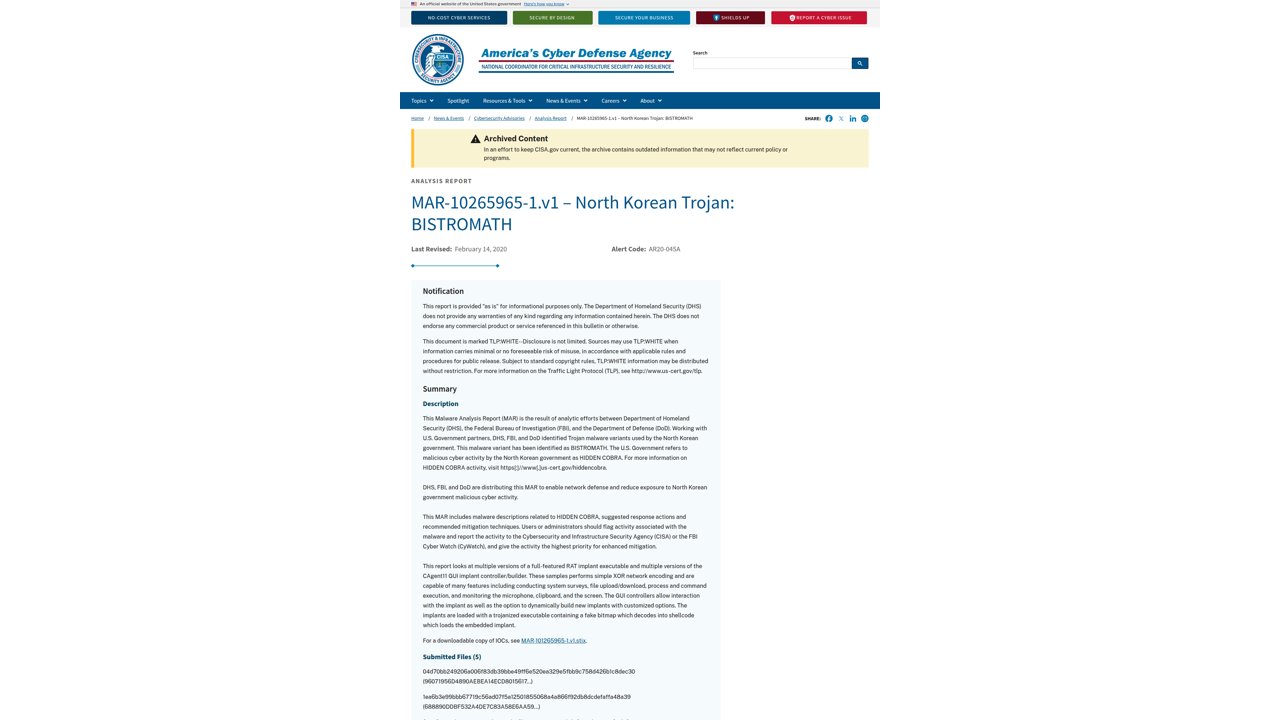 Thumbnail for MAR-10265965-1.v1 – North Korean Trojan: BISTROMATH