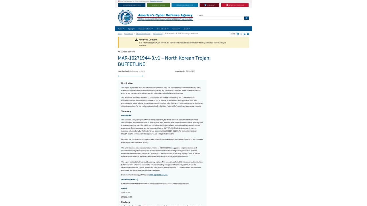 Thumbnail for MAR-10271944-3.v1 – North Korean Trojan: BUFFETLINE