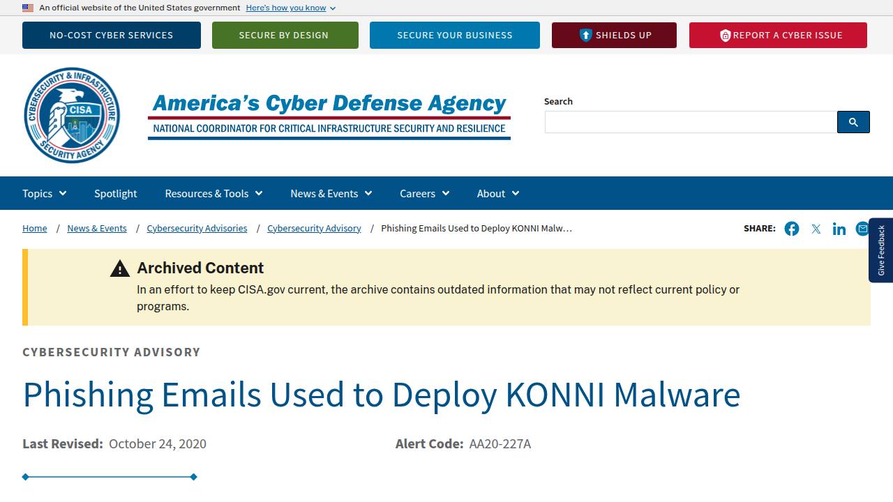 Thumbnail for Phishing Emails Used to Deploy KONNI Malware