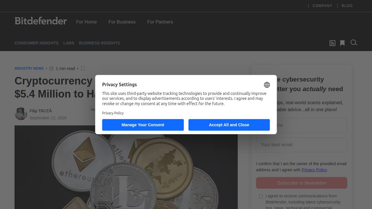 Thumbnail for Cryptocurrency Exchange Eterbase Loses $5.4 Million to Hackers Overnight