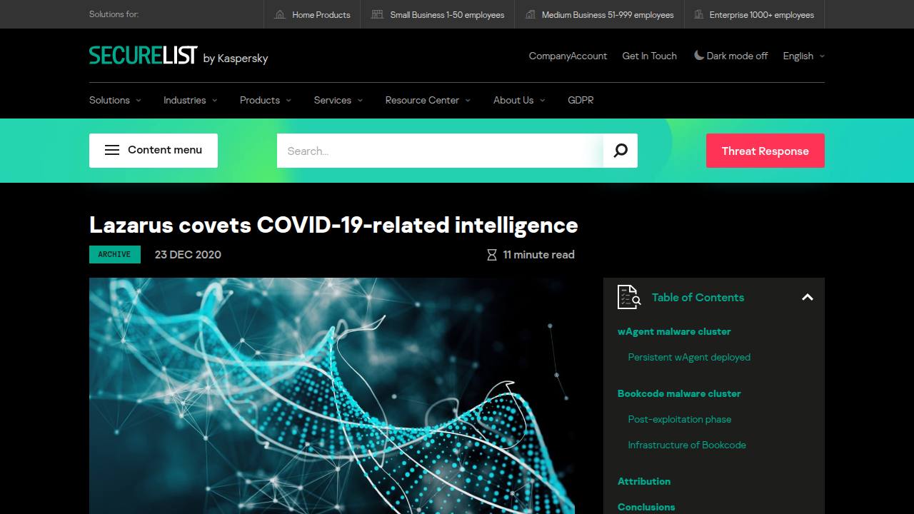 Thumbnail for Lazarus covets COVID-19-related intelligence