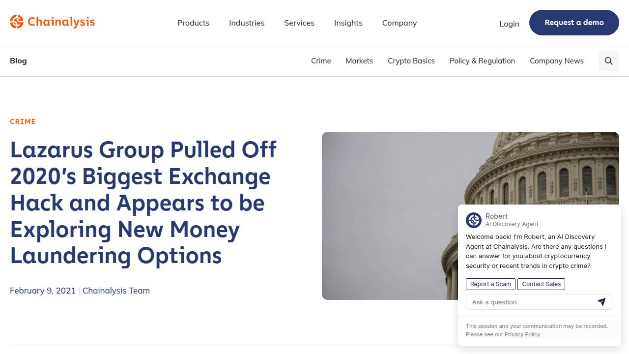 Thumbnail for Lazarus Group Pulled Off 2020’s Biggest Exchange Hack and Appears to be Exploring New Money Laundering Options