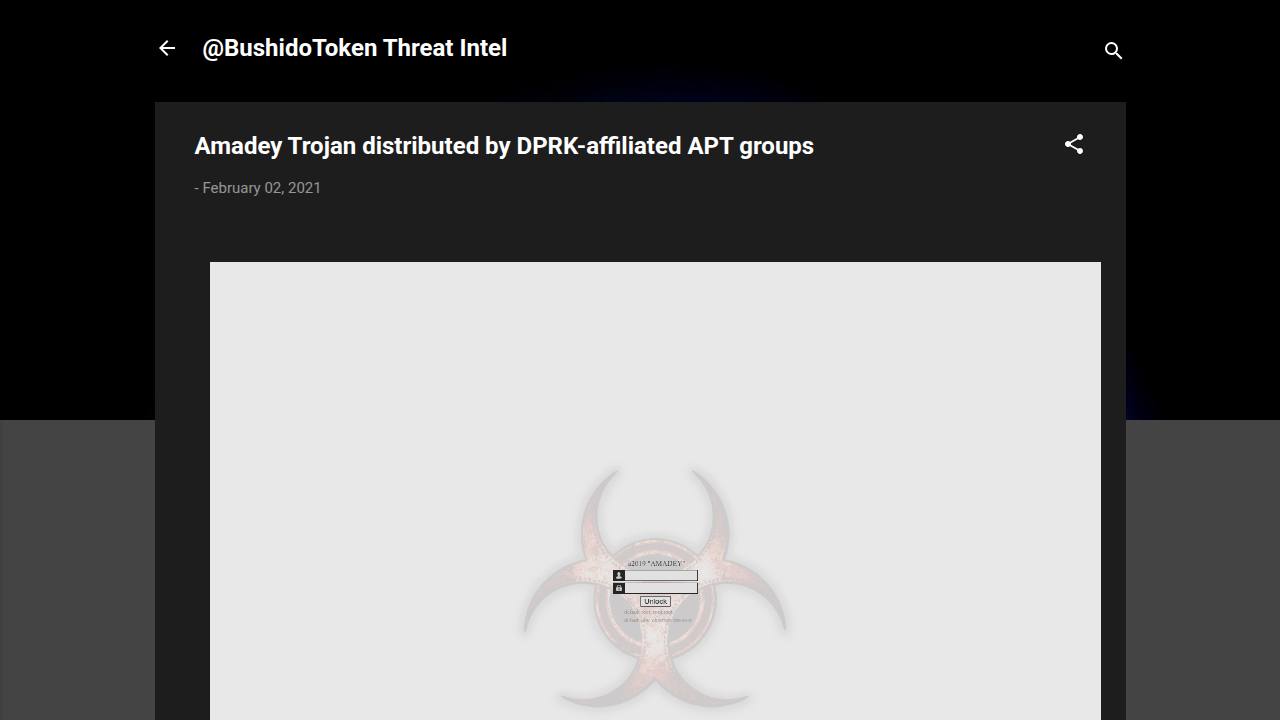 Thumbnail for Amadey Trojan distributed by DPRK-affiliated APT groups
