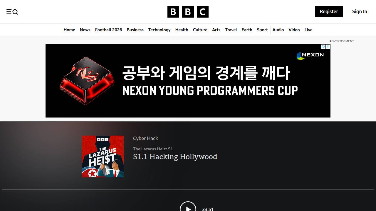 Thumbnail for The Lazarus Heist - S1.1 Hacking Hollywood - BBC Sounds