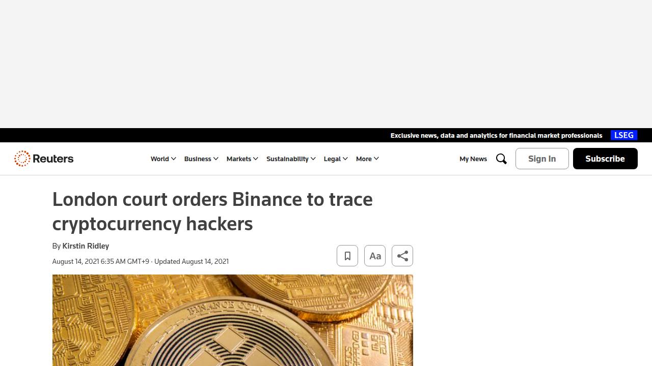 Thumbnail for London court orders Binance to trace cryptocurrency hackers