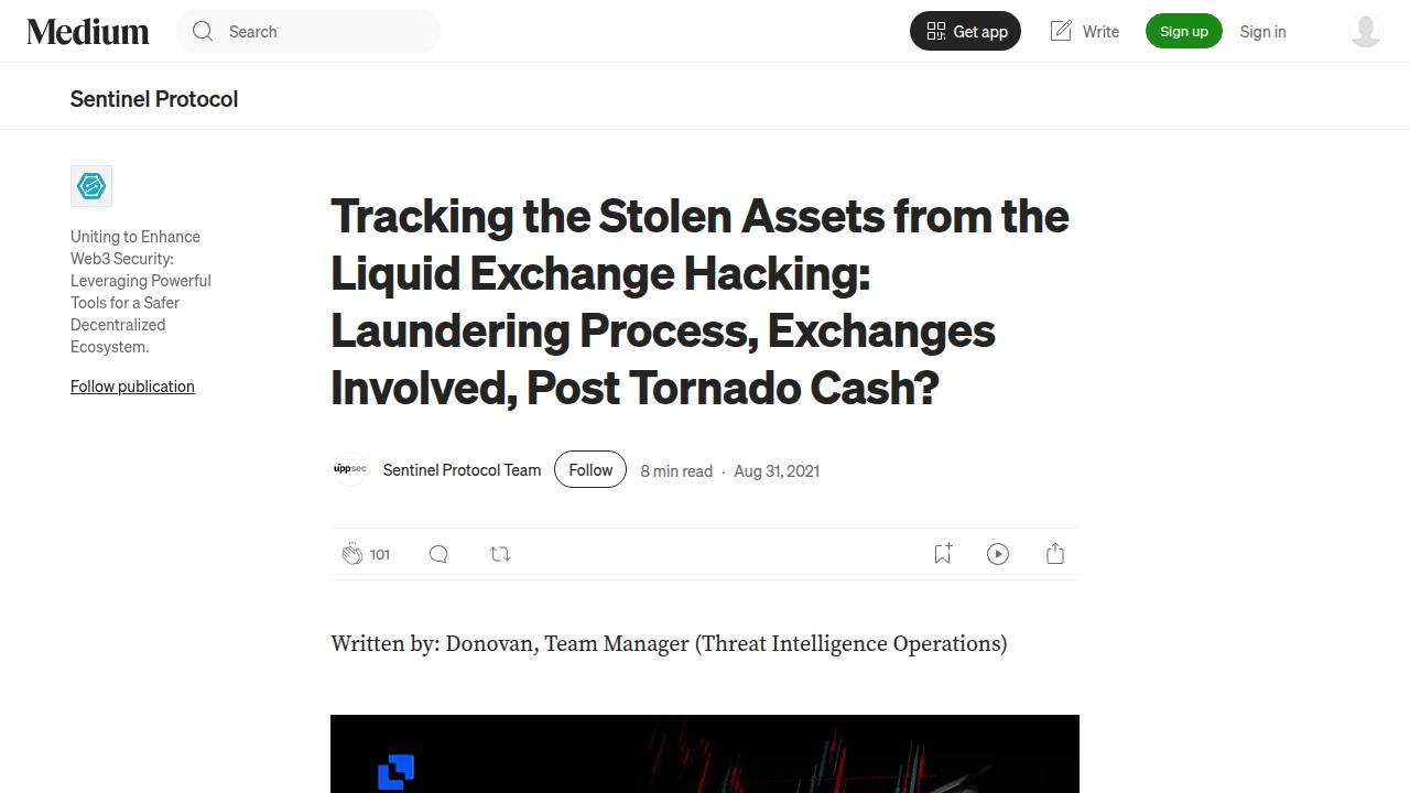 Thumbnail for Tracking the Stolen Assets from the Liquid Exchange Hacking: Laundering Process, Exchanges…