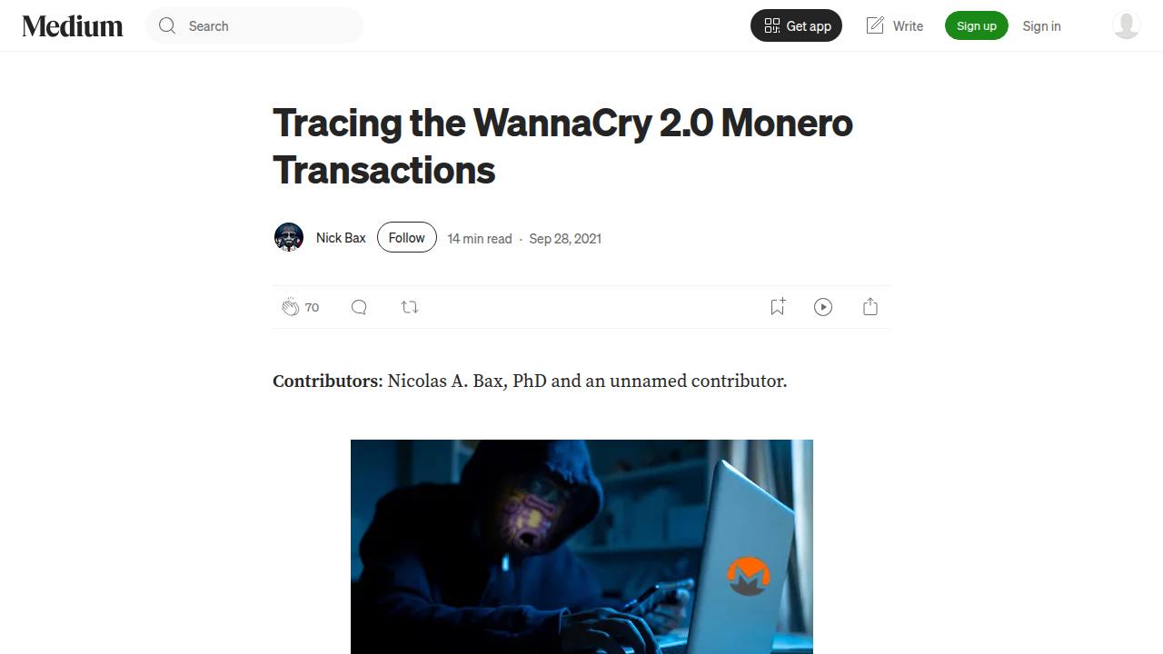 Thumbnail for Tracing the WannaCry 2.0 Monero Transactions