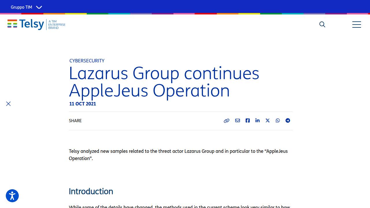 Thumbnail for Lazarus Group continues AppleJeus Operation