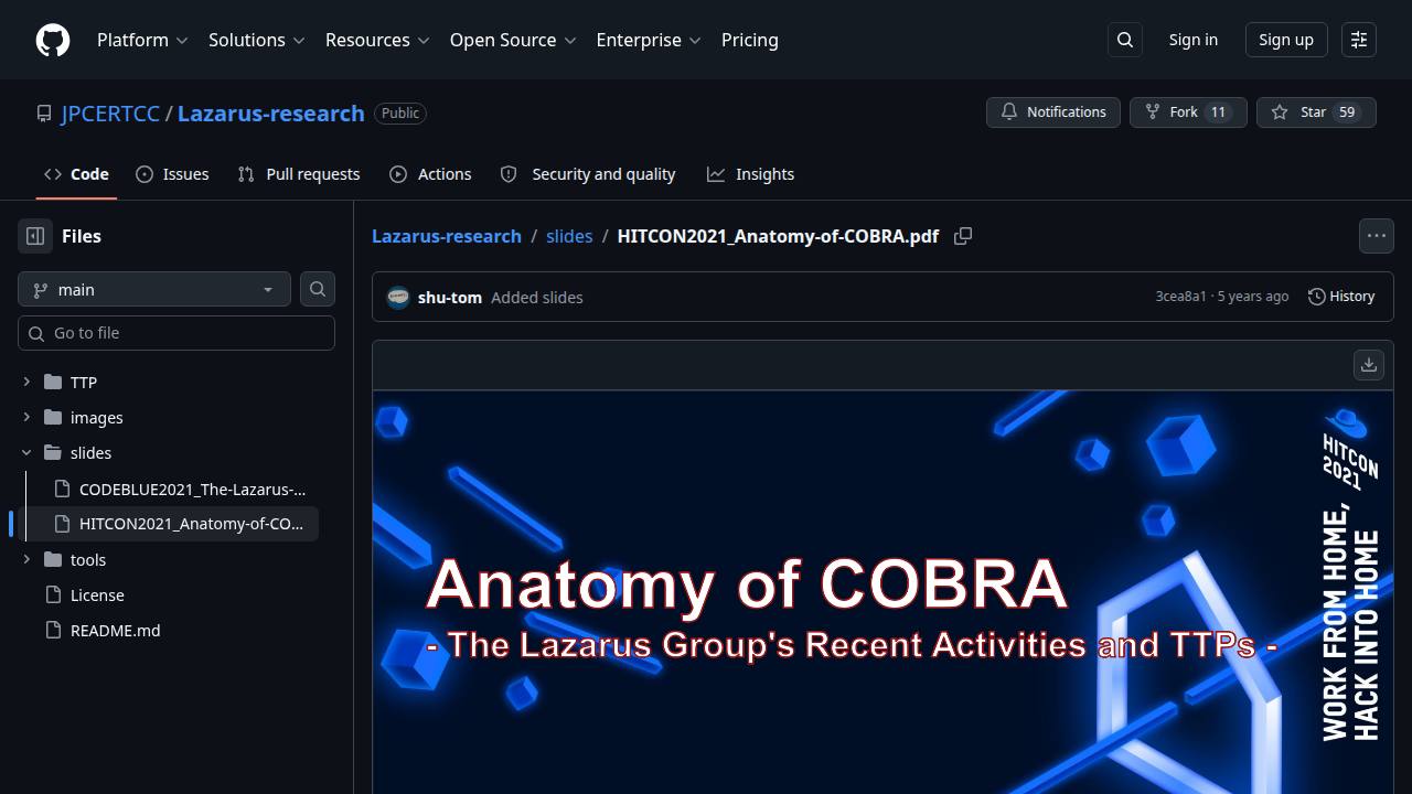Thumbnail for Anatomy of COBRA - The Lazarus Group's Recent Activities and TTPs