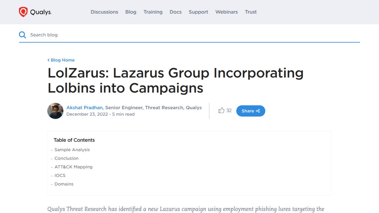 Thumbnail for LolZarus: Lazarus Group Incorporating Lolbins into Campaigns