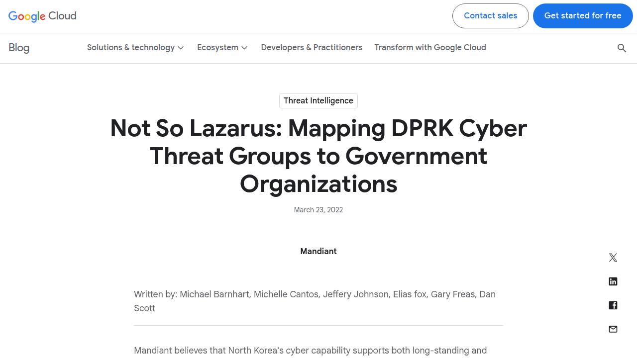 Thumbnail for Not So Lazarus: Mapping DPRK Cyber Threat Groups to Government Organizations