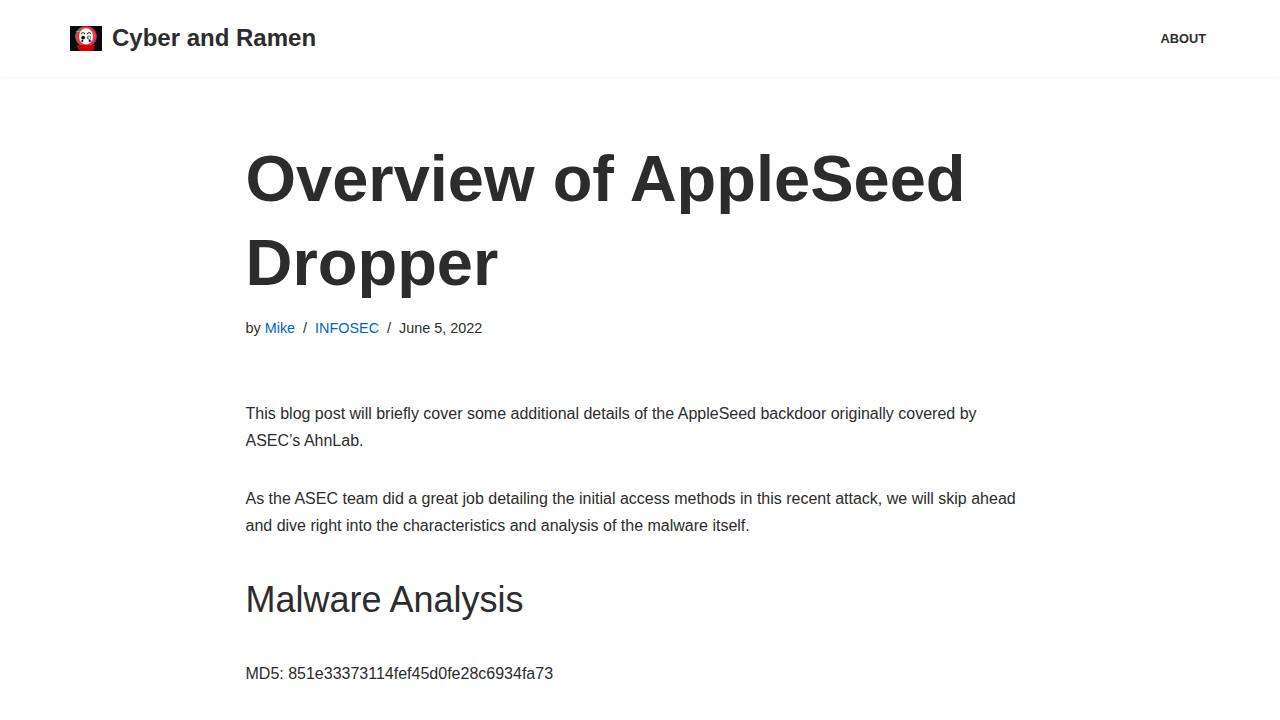 Thumbnail for Overview of AppleSeed Dropper