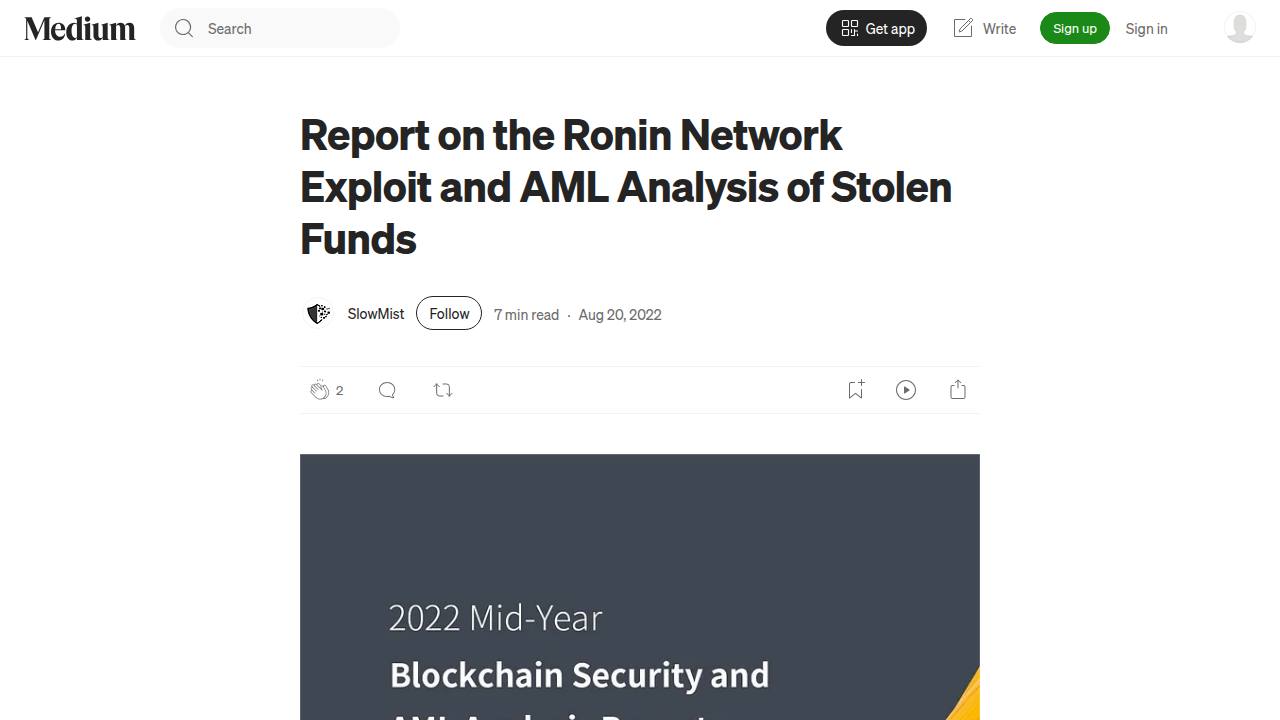 Thumbnail for Report on the Ronin Network Exploit and AML Analysis of Stolen Funds