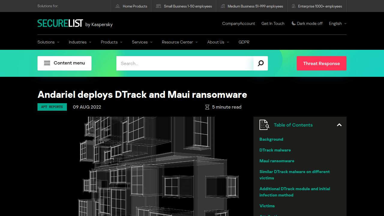 Thumbnail for Andariel deploys DTrack and Maui ransomware