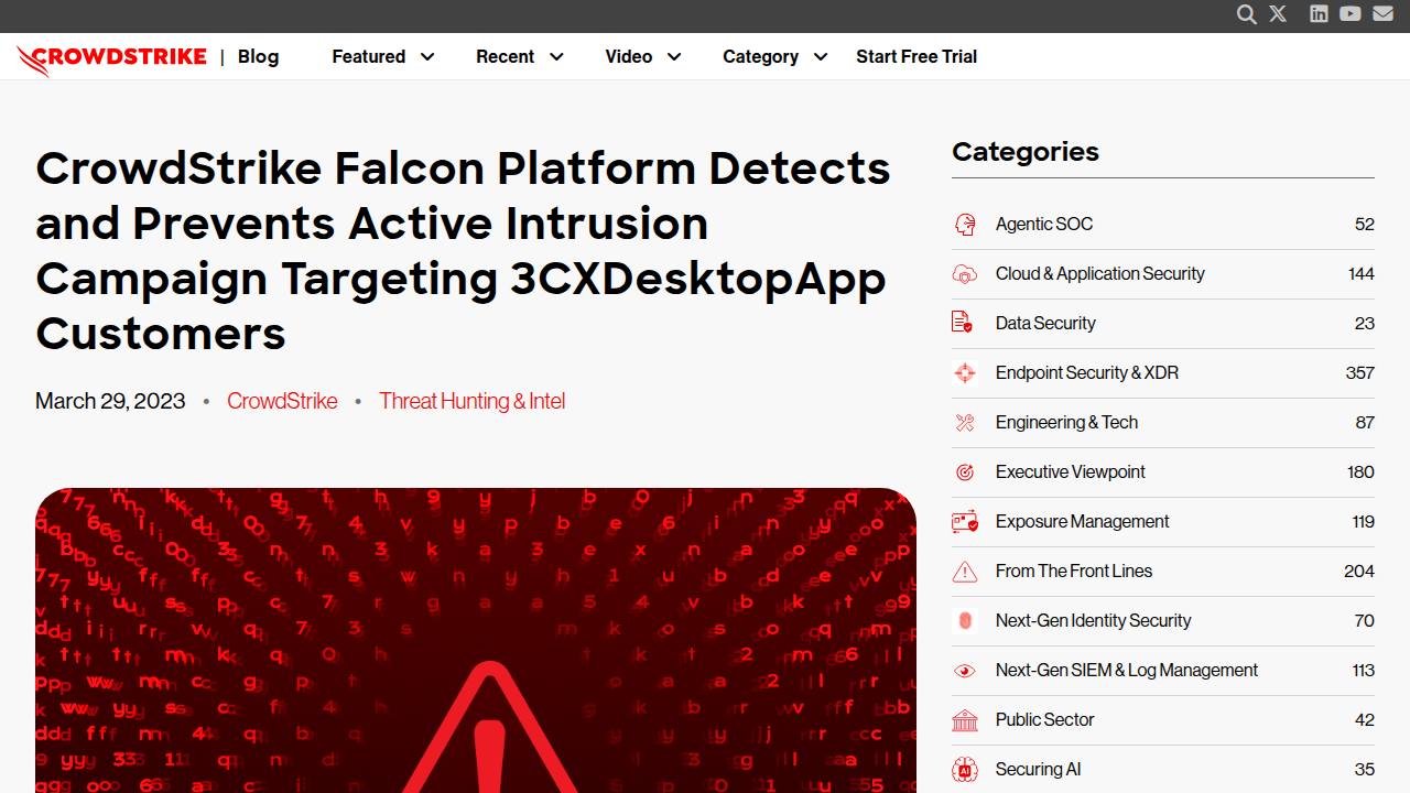 Thumbnail for CrowdStrike Prevents 3CXDesktopApp Intrusion Campaign