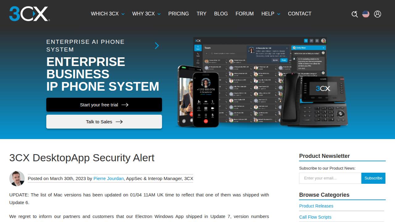 Thumbnail for 3CX DesktopApp Security Alert