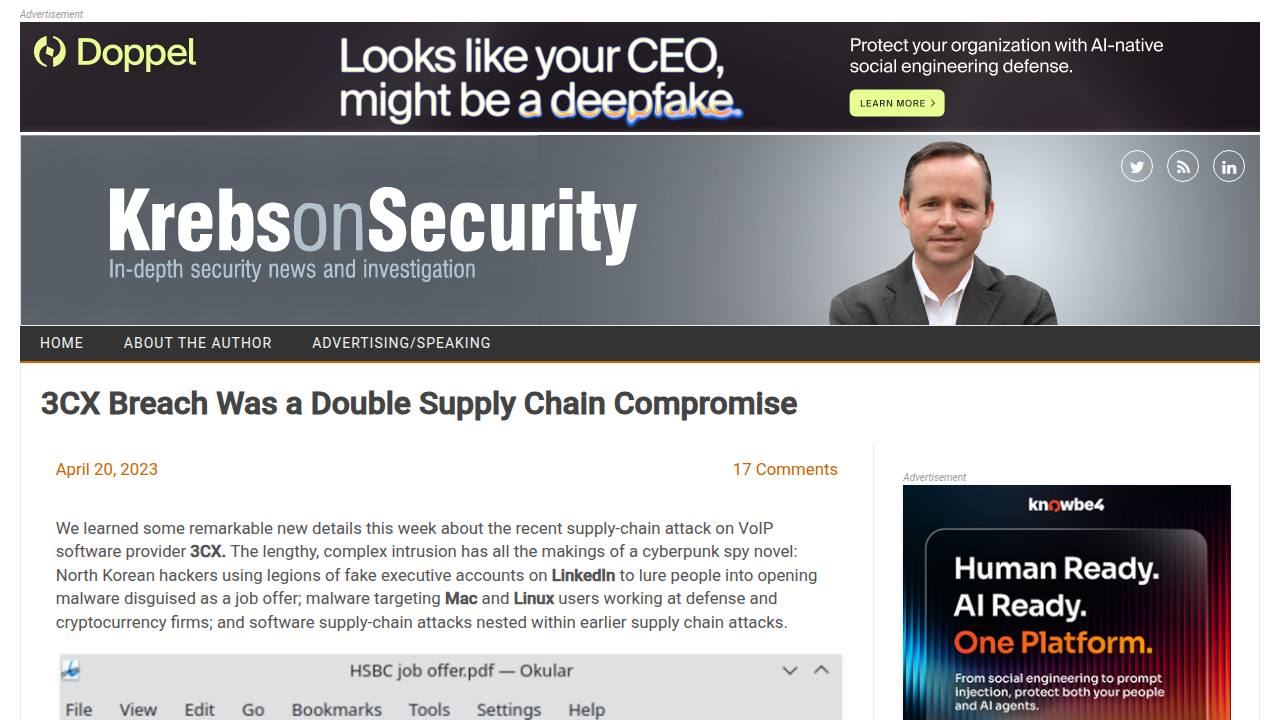 Thumbnail for 3CX Breach Was a Double Supply Chain Compromise