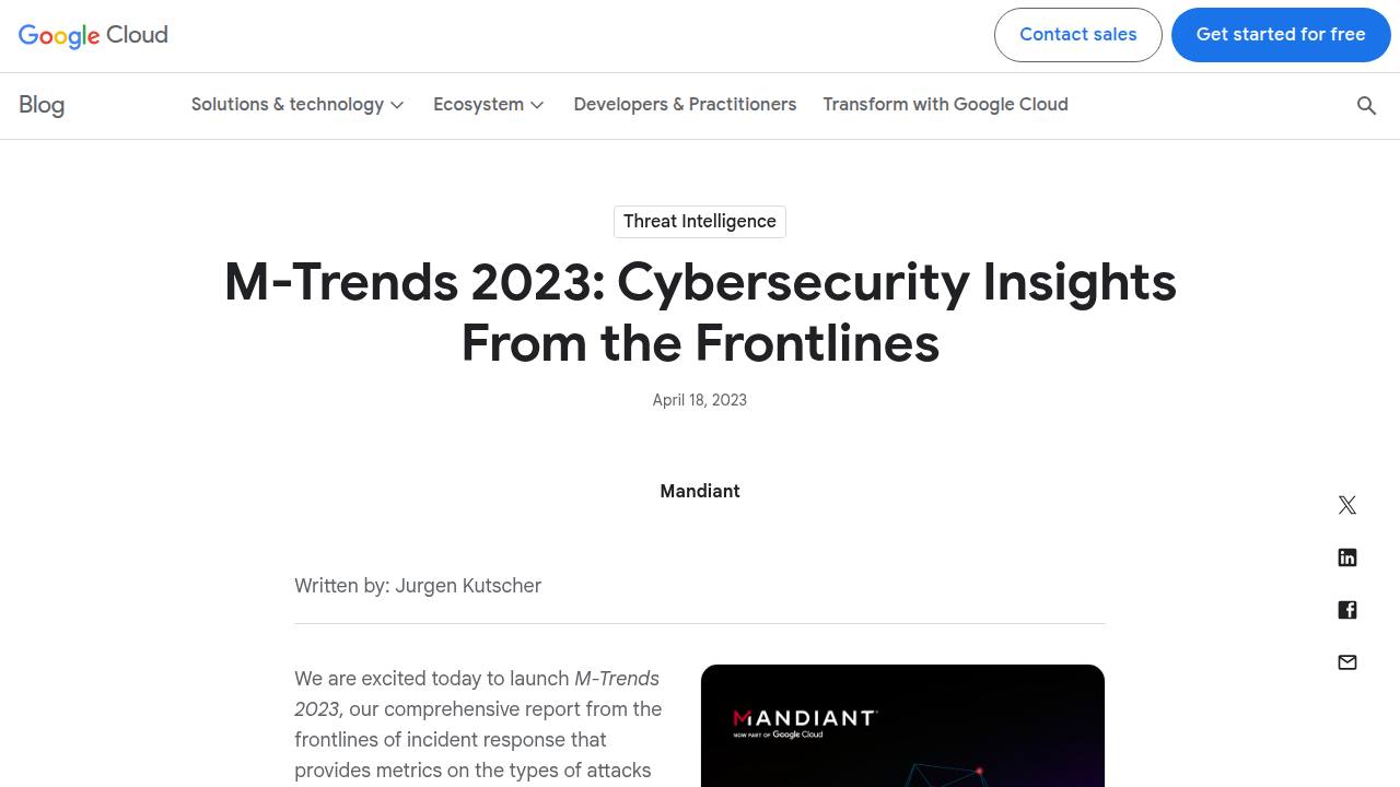 Thumbnail for M-Trends 2023: Cybersecurity Insights From the Frontlines