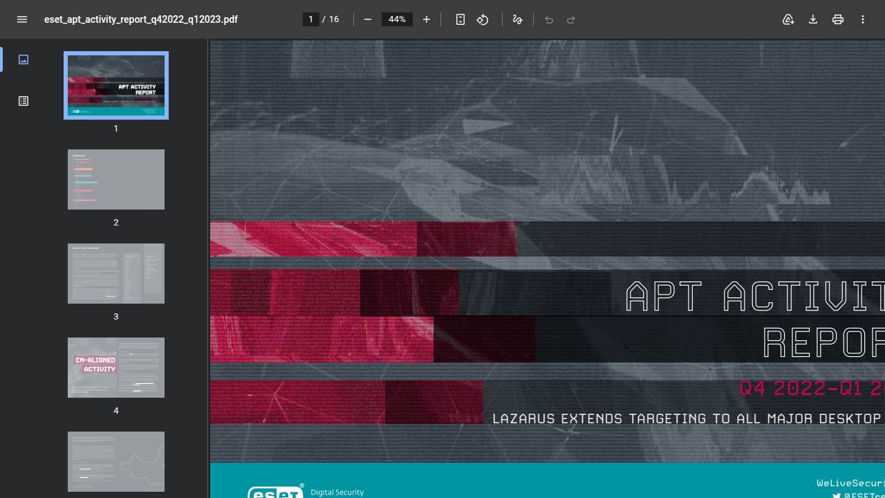 Thumbnail for ESET APT Activity Report Q4 2022­–Q1 2023