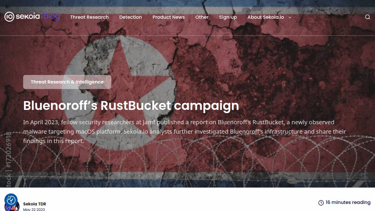 Thumbnail for Bluenoroff’s RustBucket campaign