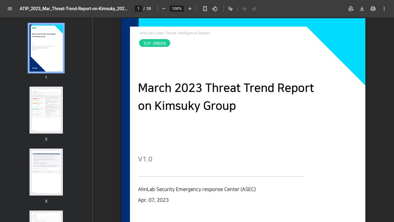 Thumbnail for March 2023 Threat Trend Report on Kimsuky Group