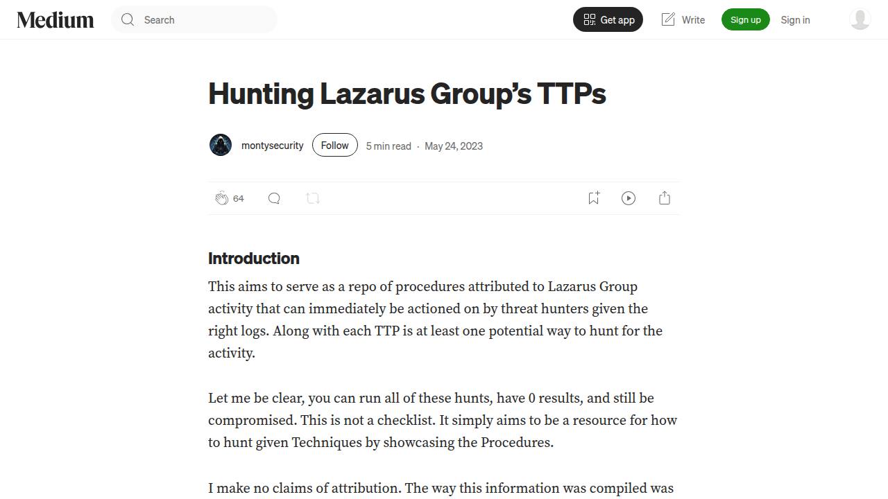 Thumbnail for Hunting Lazarus Group’s TTPs