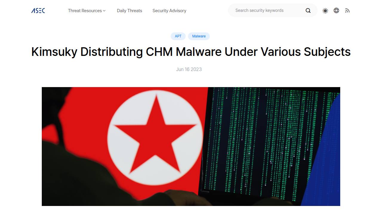 Thumbnail for Kimsuky Distributing CHM Malware Under Various Subjects