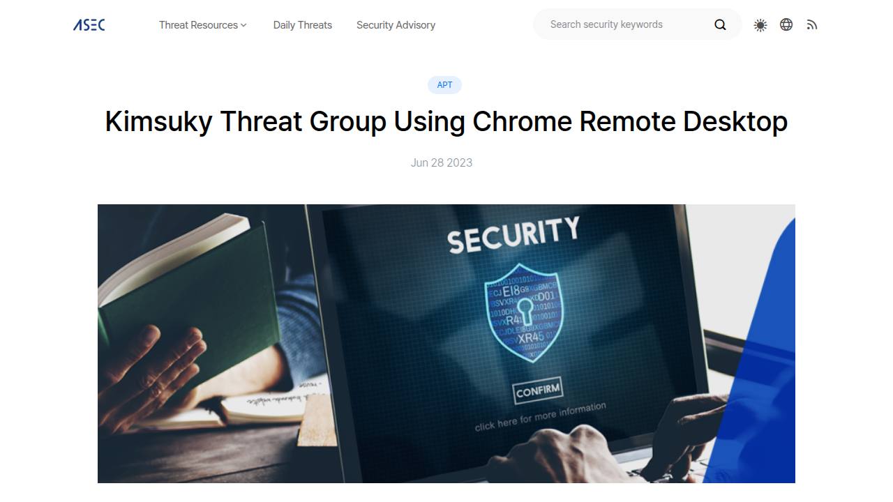 Thumbnail for Kimsuky Threat Group Exploting Chrome Remote Desktop