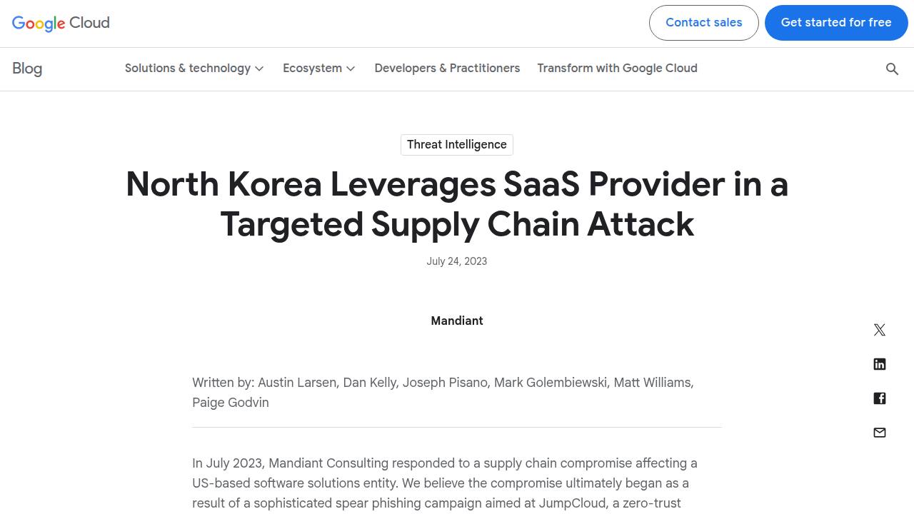 Thumbnail for North Korea Leverages SaaS Provider in a Targeted Supply Chain Attack