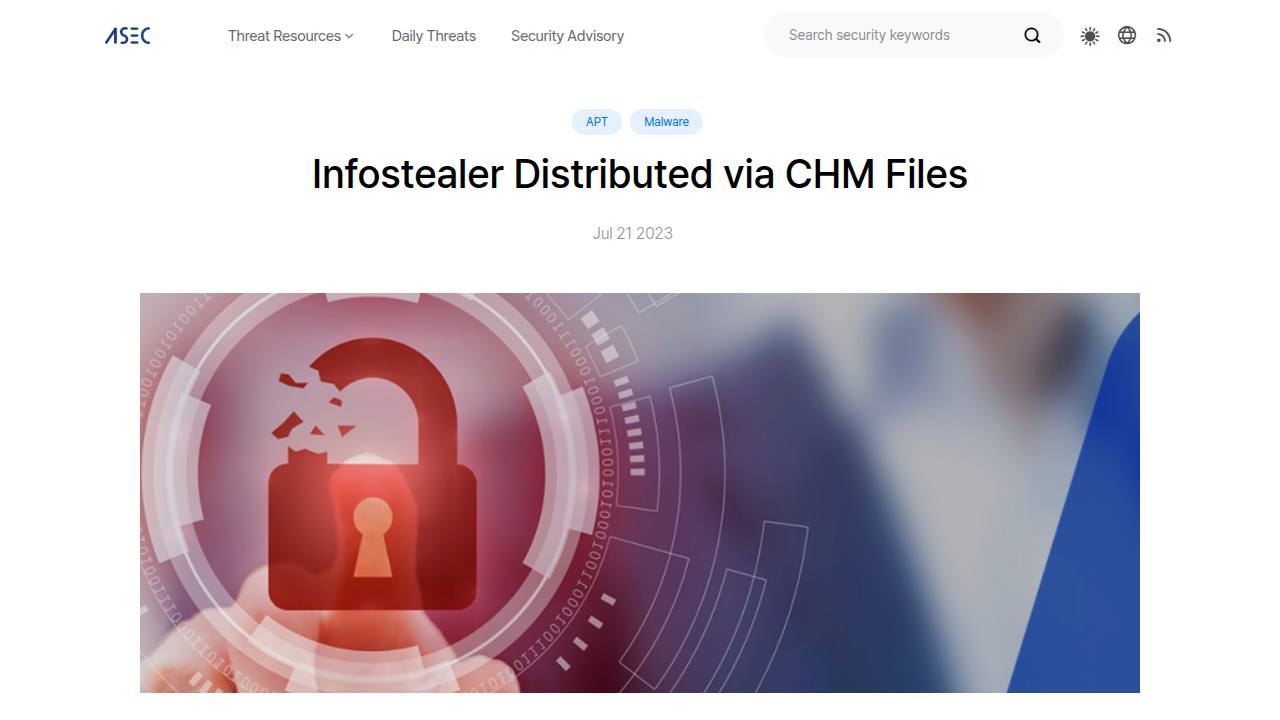 Thumbnail for Infostealer Distributed via CHM Files