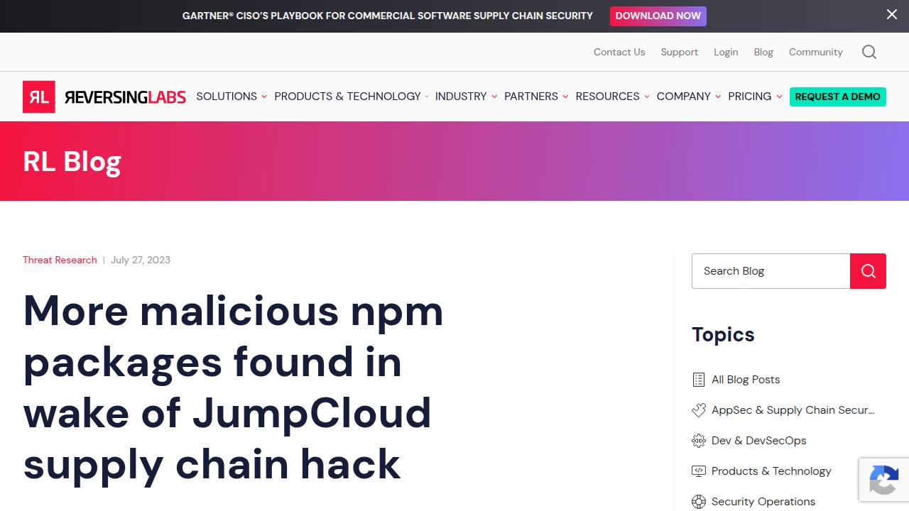 Thumbnail for More malicious npm packages found in wake of JumpCloud supply chain hack