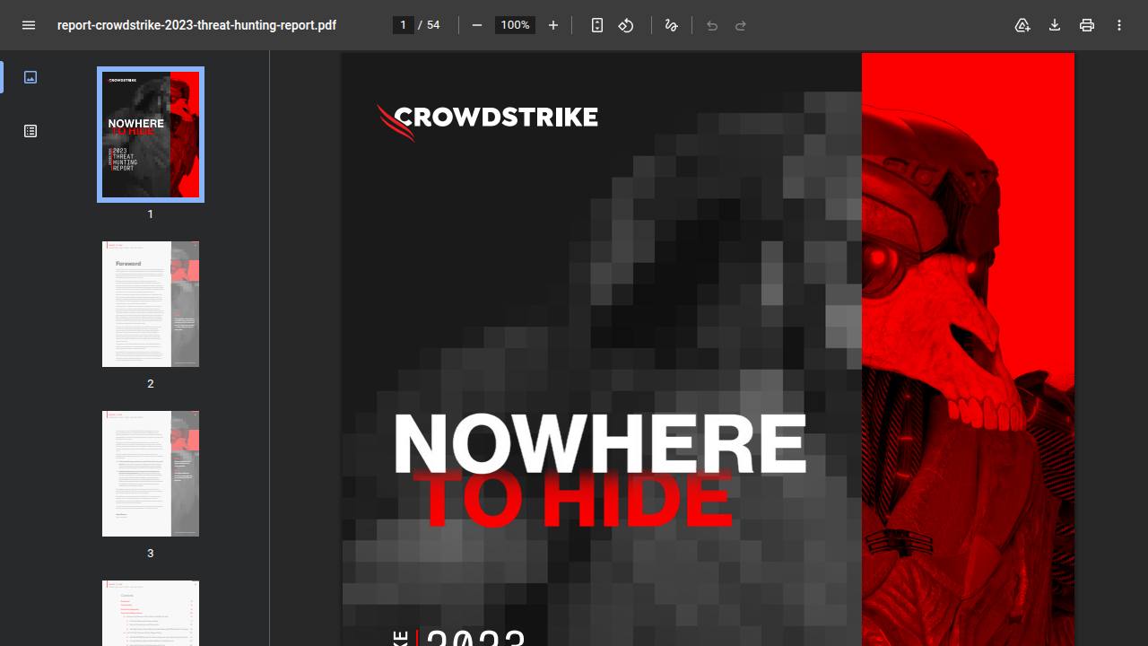Thumbnail for NOWHERE TO HIDE CROWDSTRIKE 2023 THREAT HUNTING REPORT