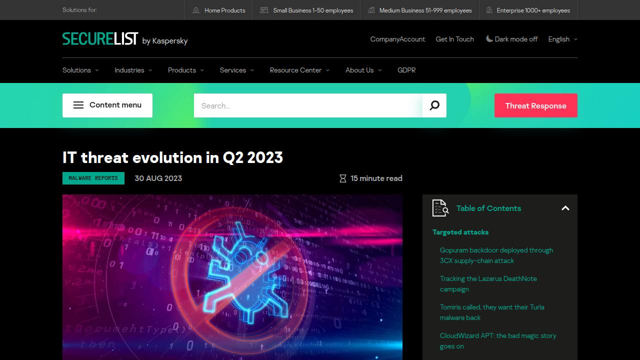 Thumbnail for IT threat evolution Q2 2023