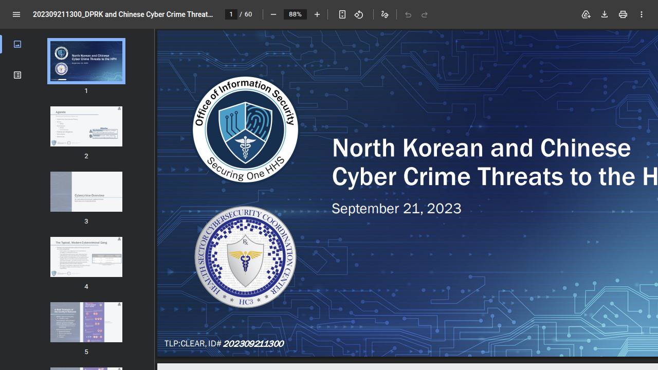 Thumbnail for North Korean and Chinese Cyber Crime Threats to the HPH