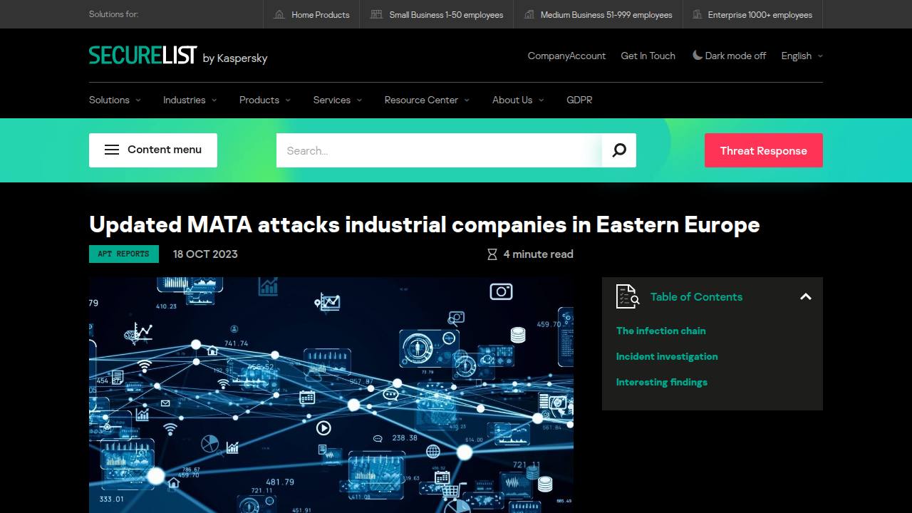 Thumbnail for Updated MATA attacks industrial companies in Eastern Europe
