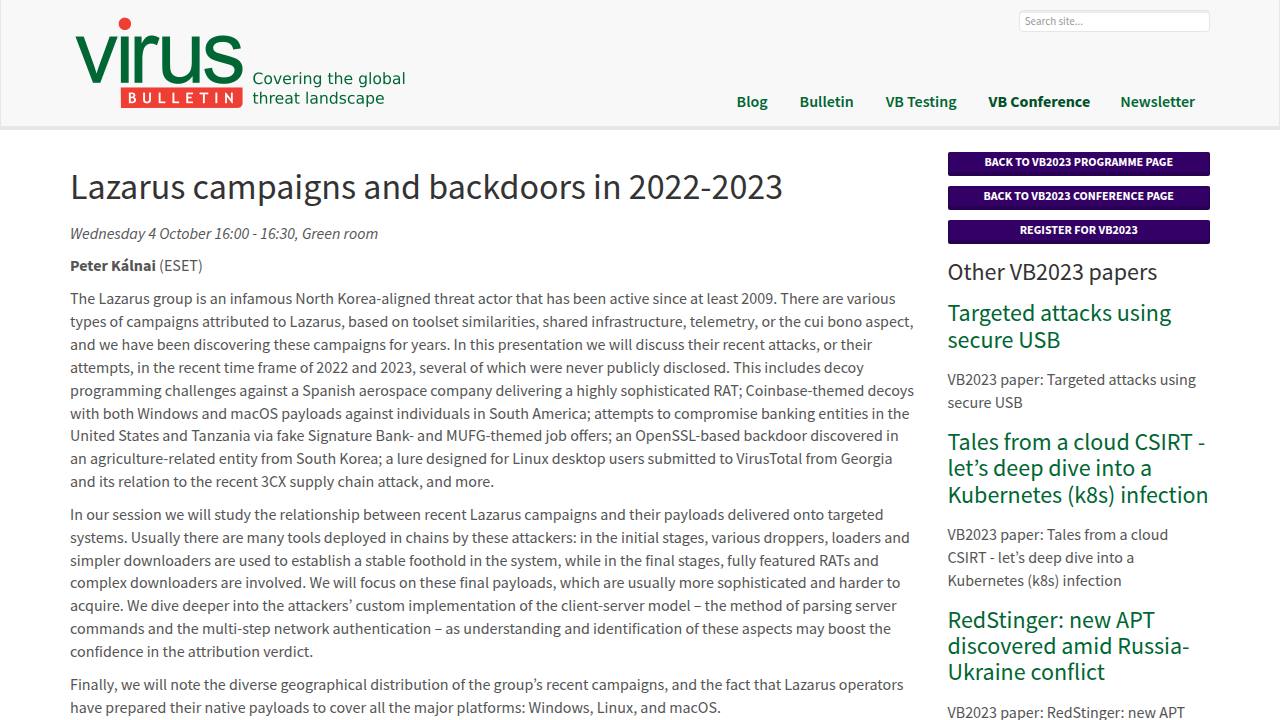 Thumbnail for LAZARUS CAMPAIGNS AND BACKDOORS IN 2022-23