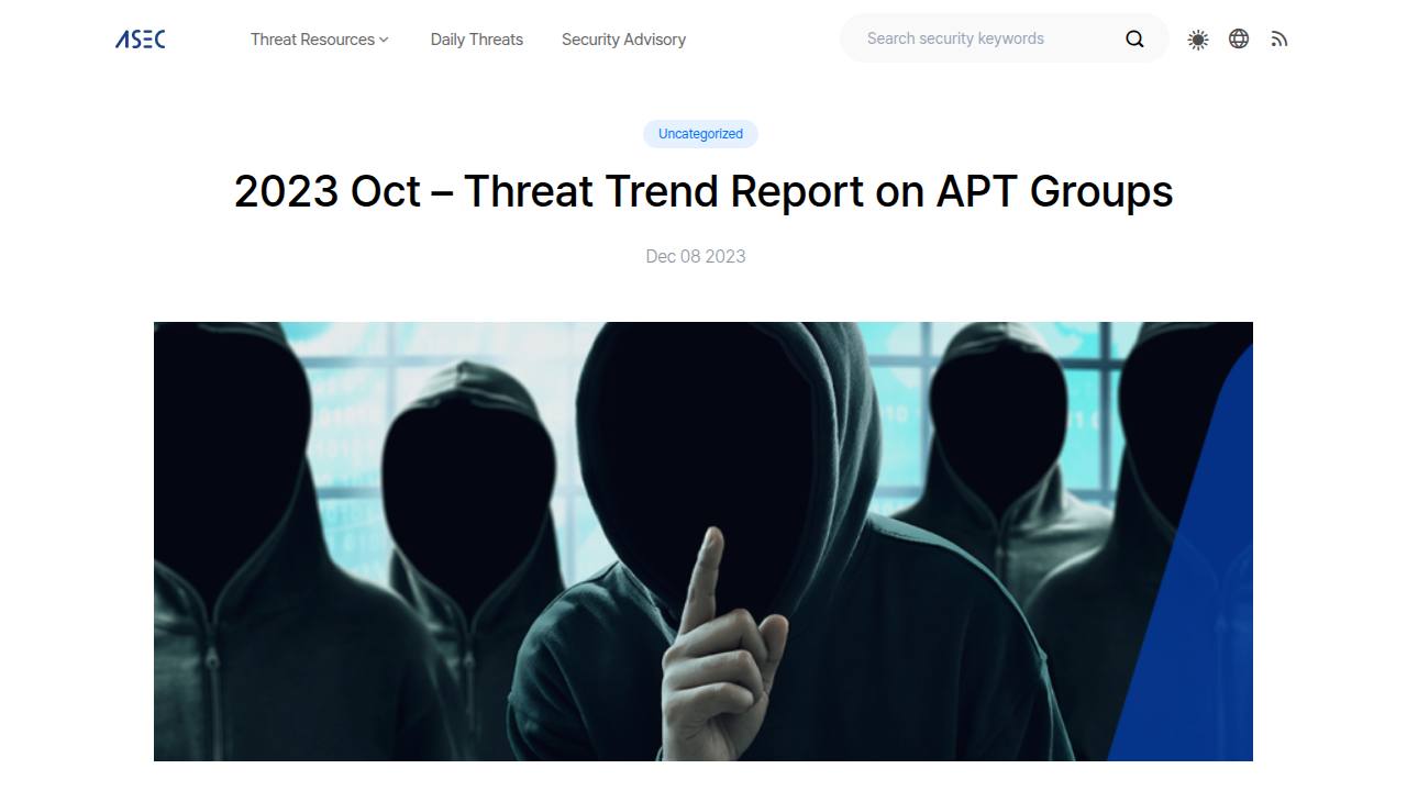 Thumbnail for 2023 Oct - Threat Trend Report on APT Groups
