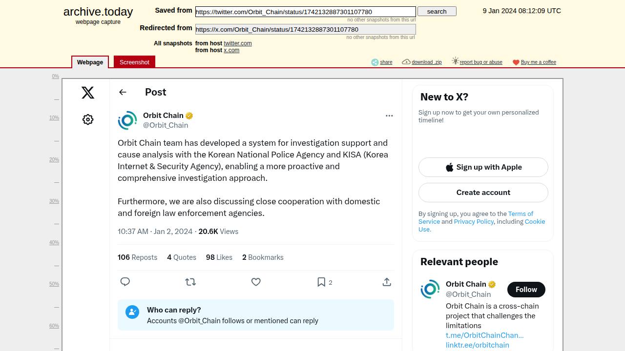 Thumbnail for Orbit Chain team has developed a system for investigation support