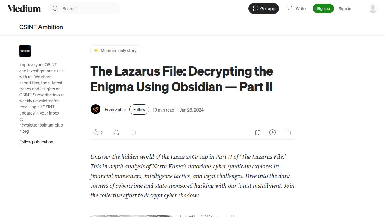 Thumbnail for The Lazarus File: Decrypting the Enigma Using Obsidian — Part II