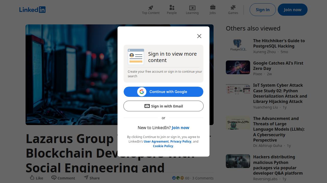 Thumbnail for Lazarus Group Targets Blockchain Developers with Social Engineering and Visual Deception Techniques in Code