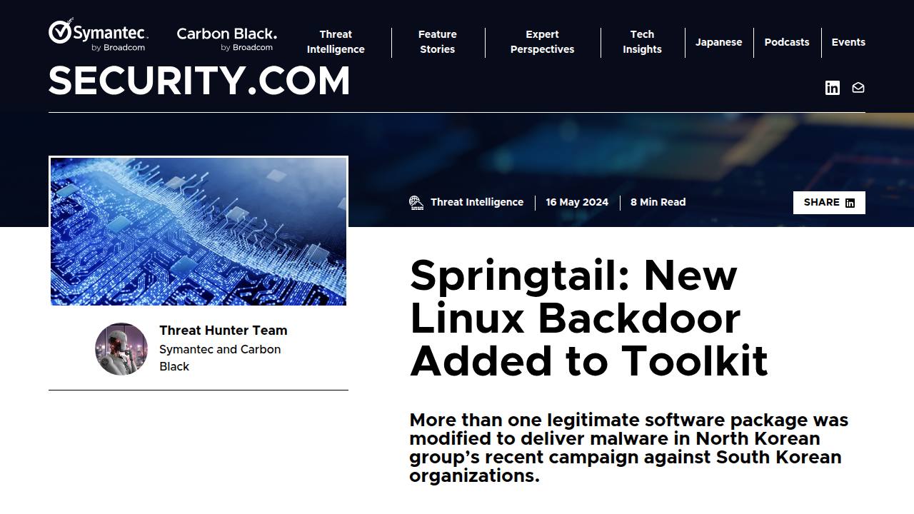 Thumbnail for Springtail: New Linux Backdoor Added to Toolkit