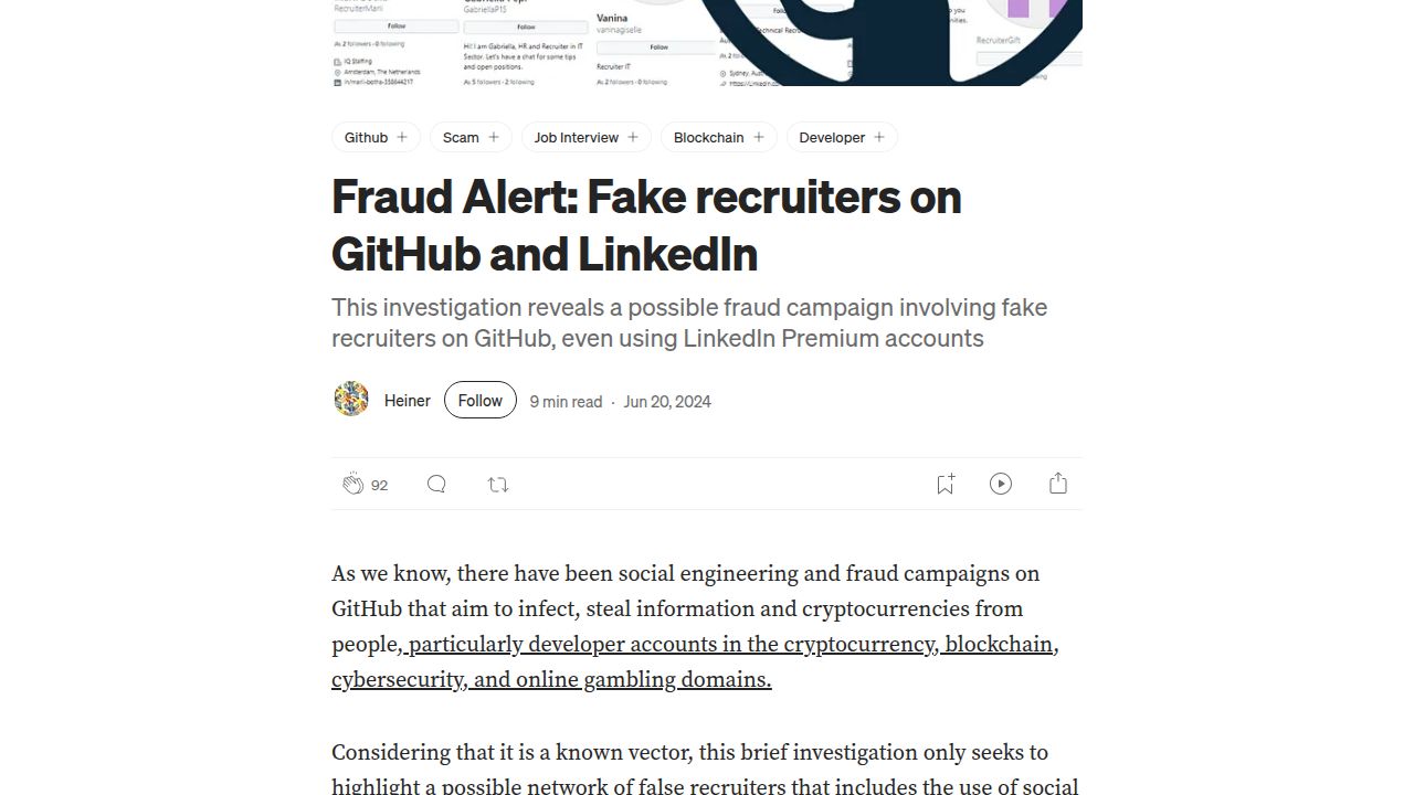 Thumbnail for Fraud Alert: Fake recruiters on GitHub and LinkedIn