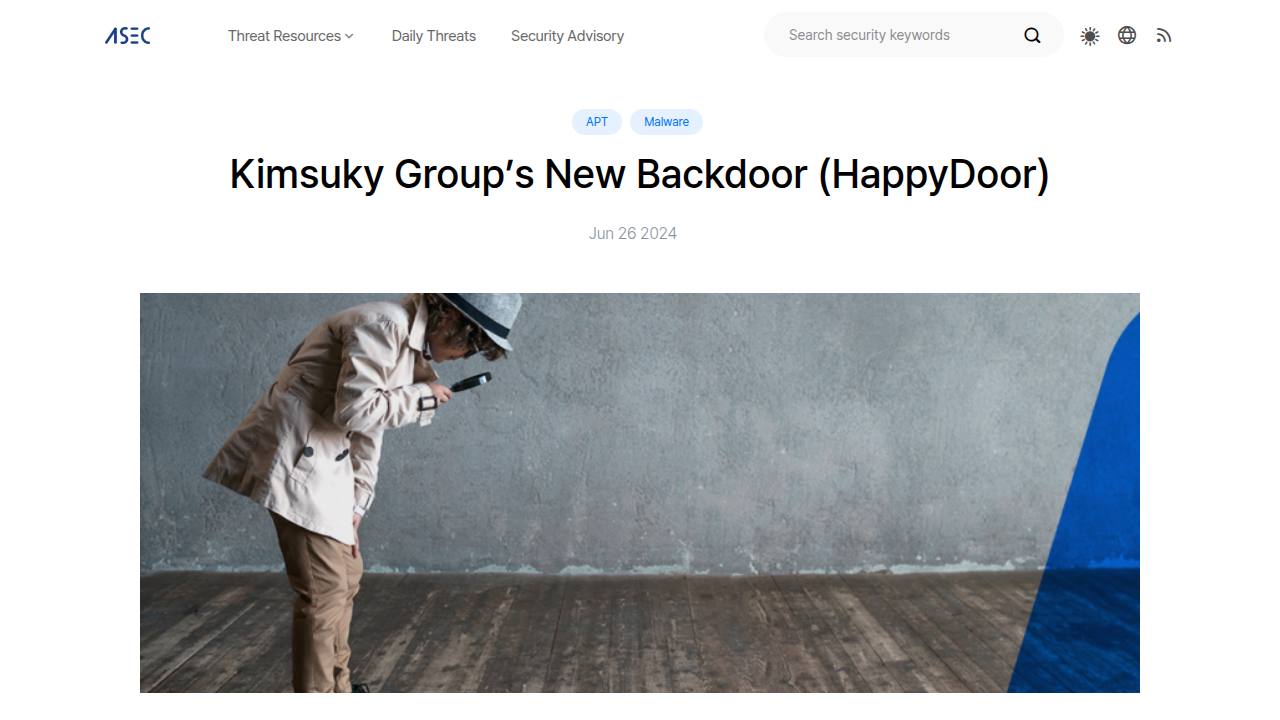 Thumbnail for Kimsuky Group's New Backdoor Appears (HappyDoor)