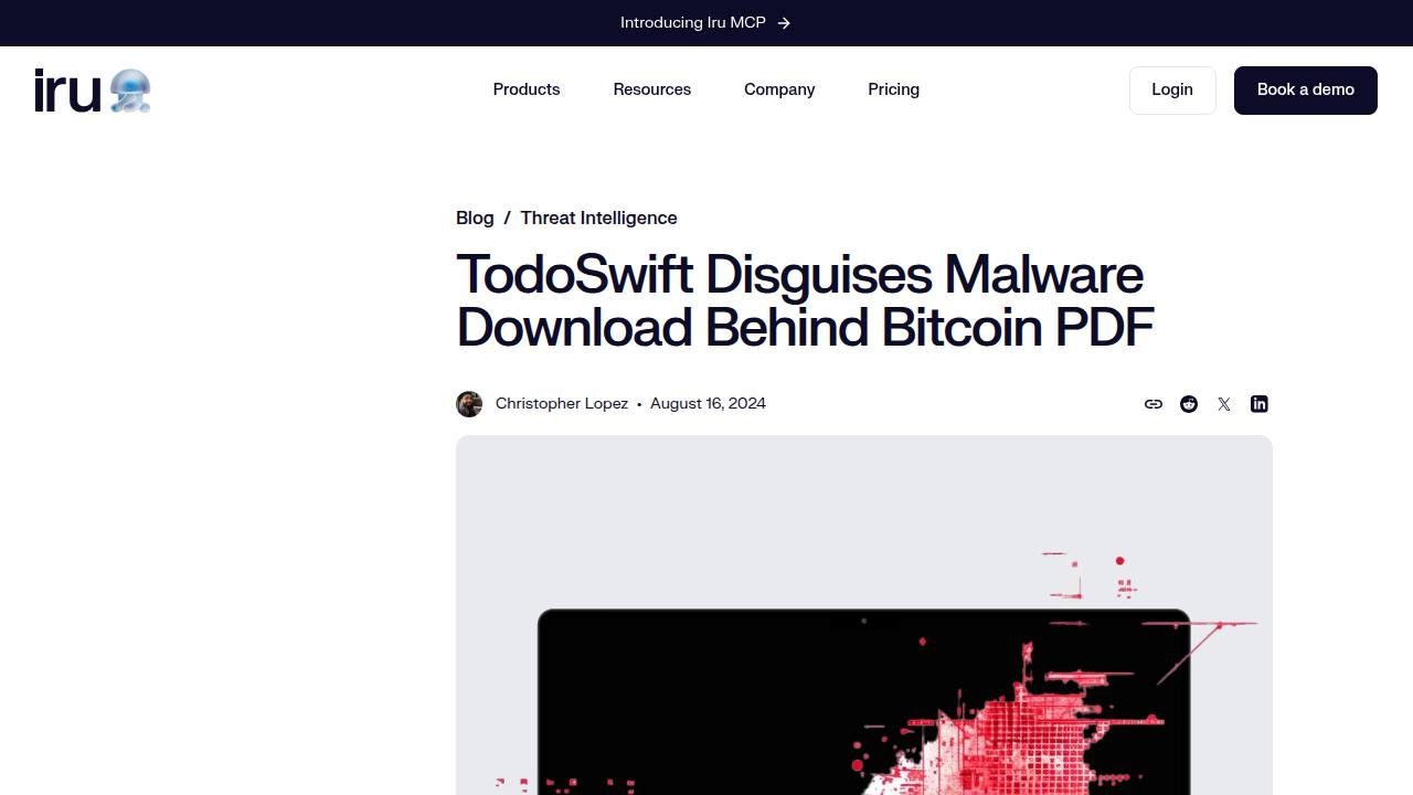 Thumbnail for TodoSwift Disguises Malware Download Behind Bitcoin PDF