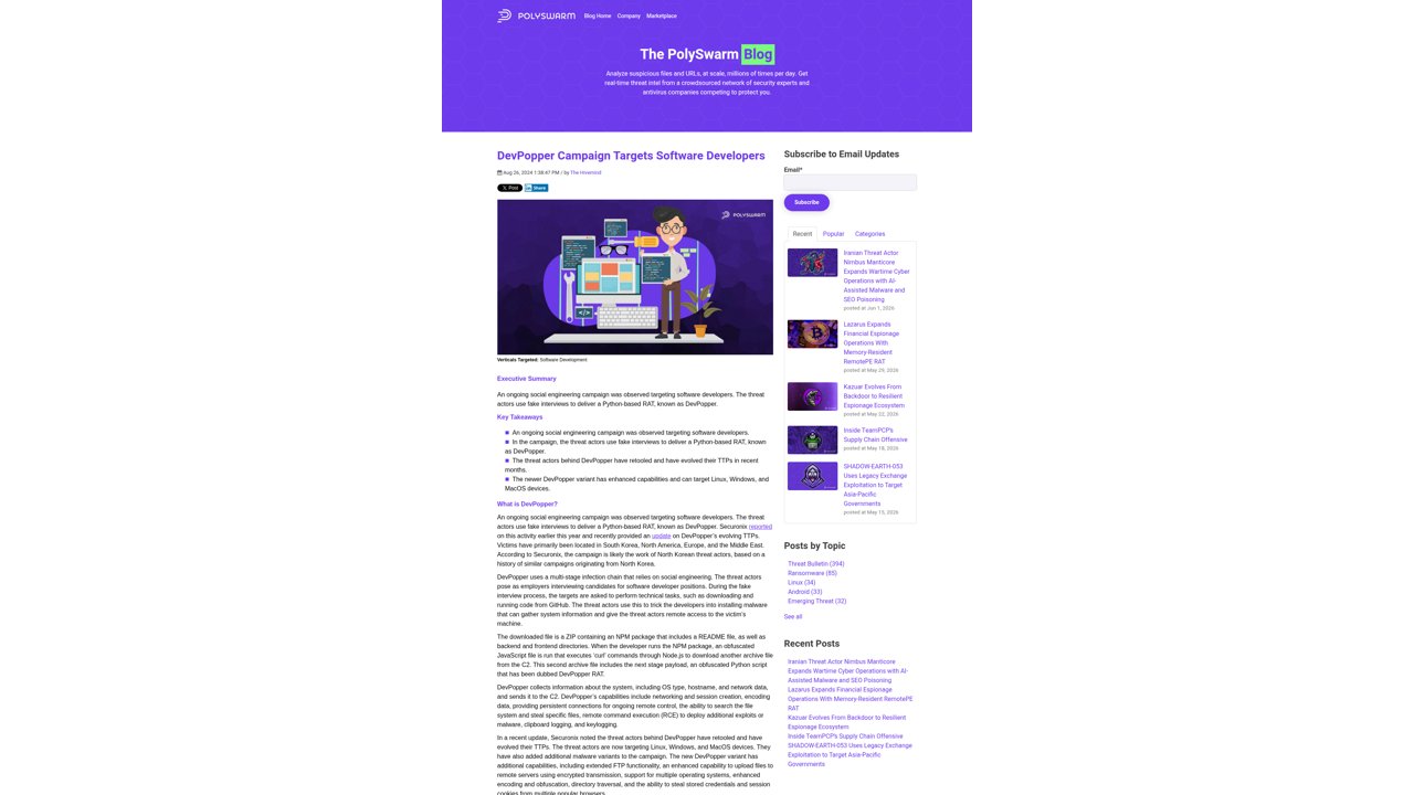 Thumbnail for DevPopper Campaign Targets Software Developers