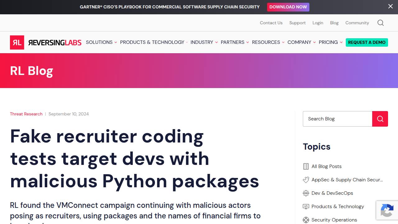 Thumbnail for Fake recruiter coding tests target devs with malicious Python packages